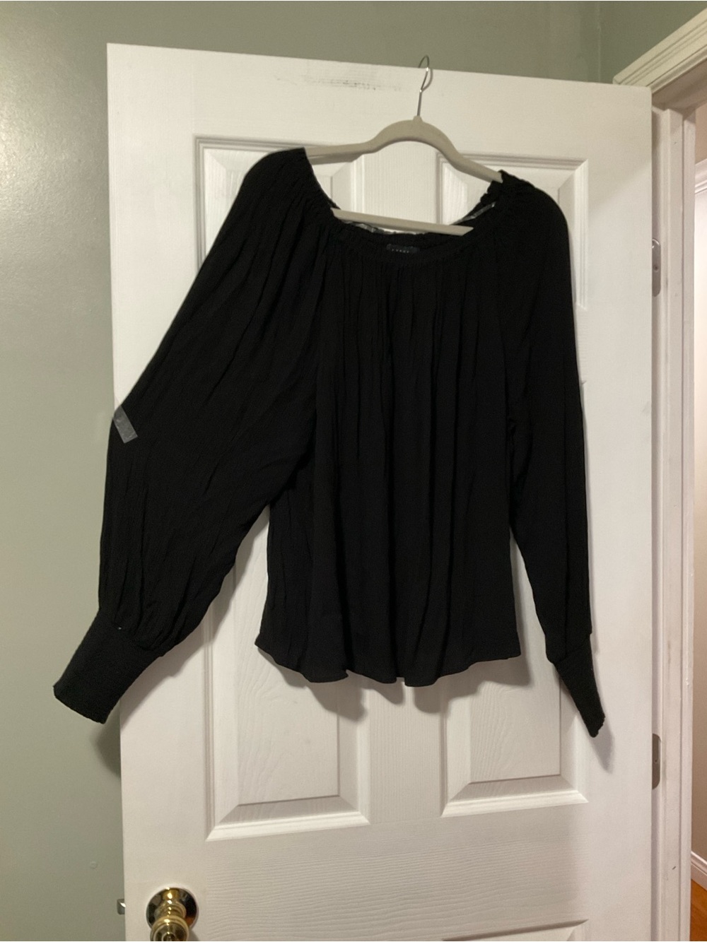 Sanctuary Black Peasant Top with Balloon Sleeves